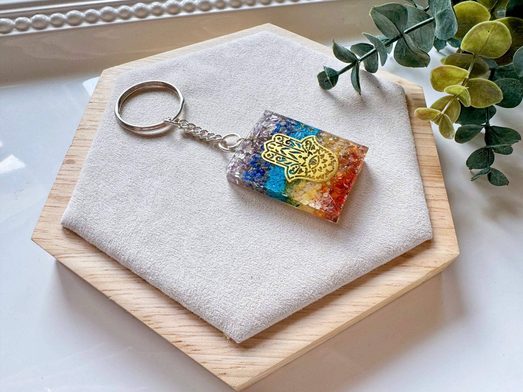 Seven Chakra Orgone Keychain