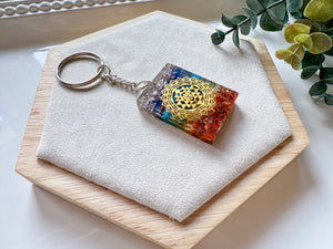 Seven Chakra Orgone Keychain