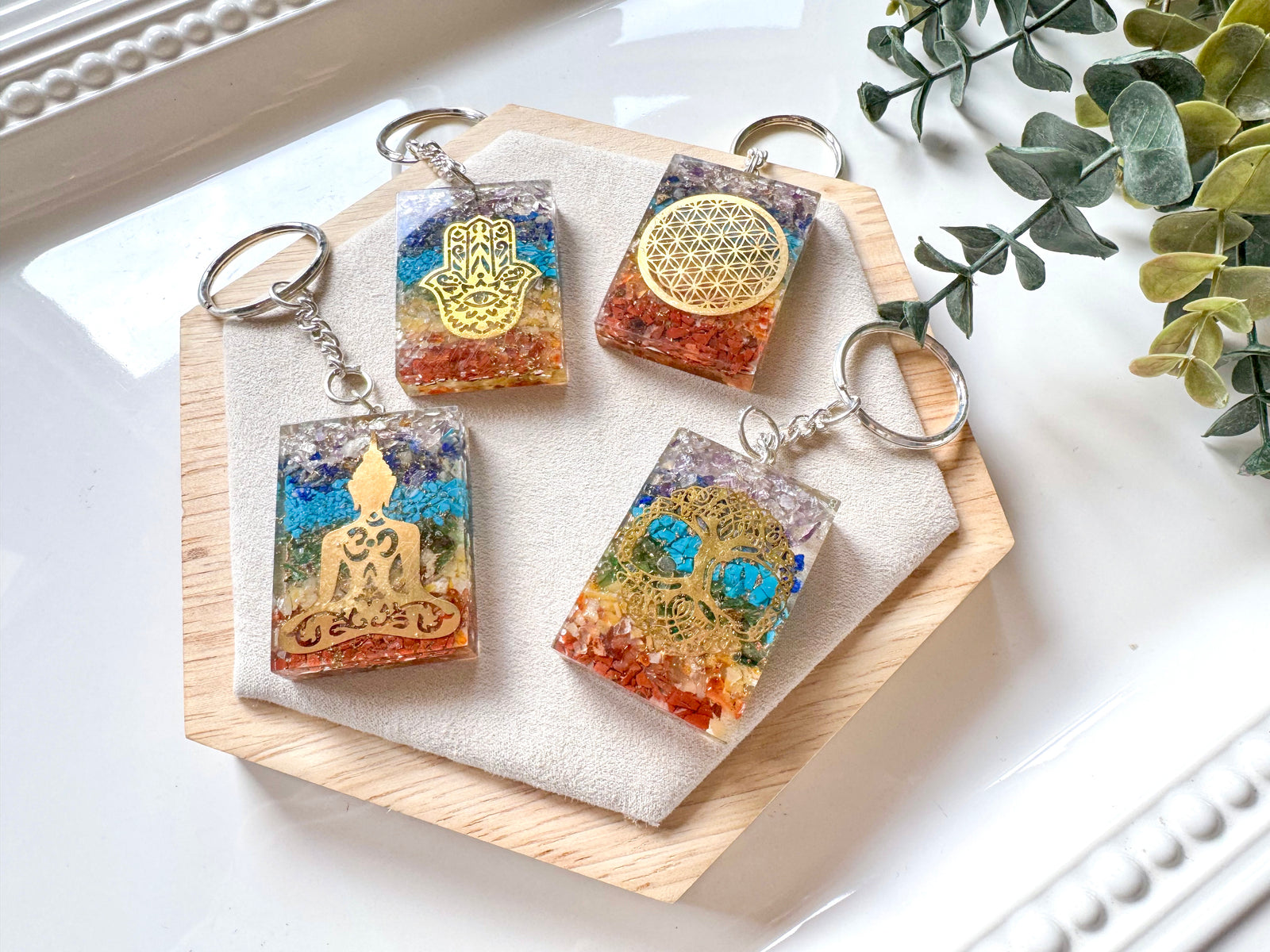 Seven Chakra Orgone Keychain