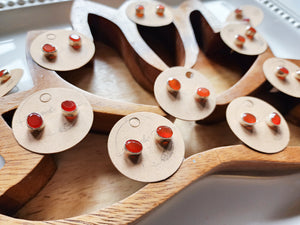 Carnelian Oval Faceted Sterling Post Earring