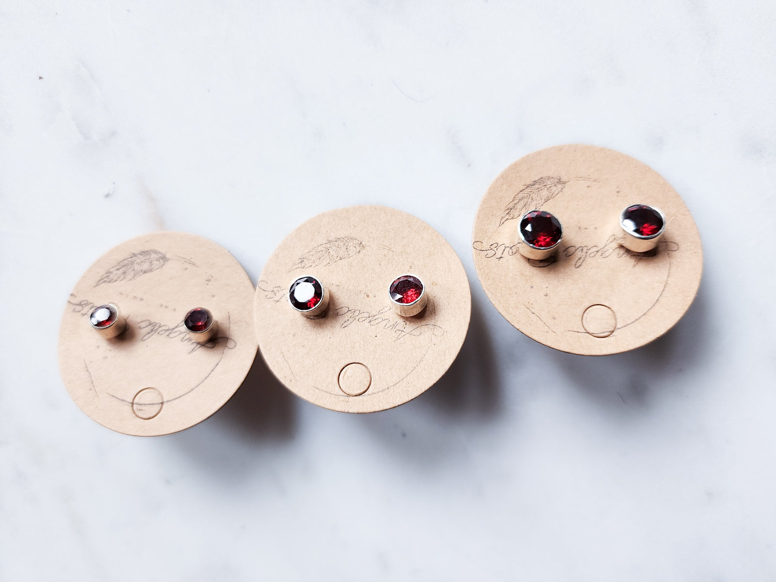 Garnet Faceted Post Sterling Earrings