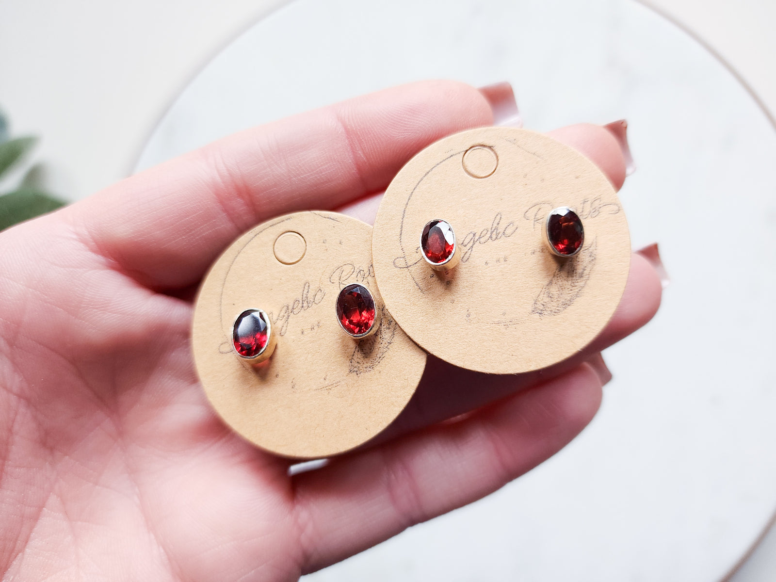 Garnet Faceted Post Sterling Earrings