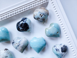 Blue Opal Puffy Heart