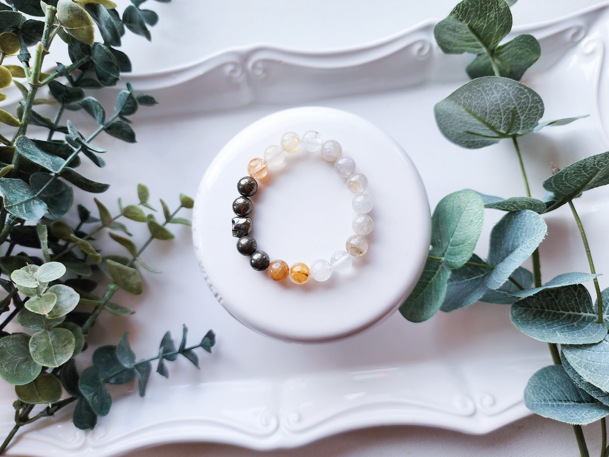 Natural white on sale chalcedony positivity bracelet