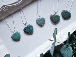 Ruby in Fuchsite Heart Necklace