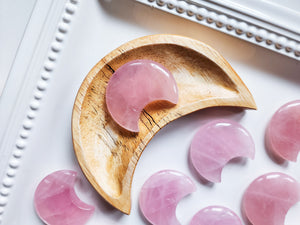 Rose Quartz Crescent Moon Carving