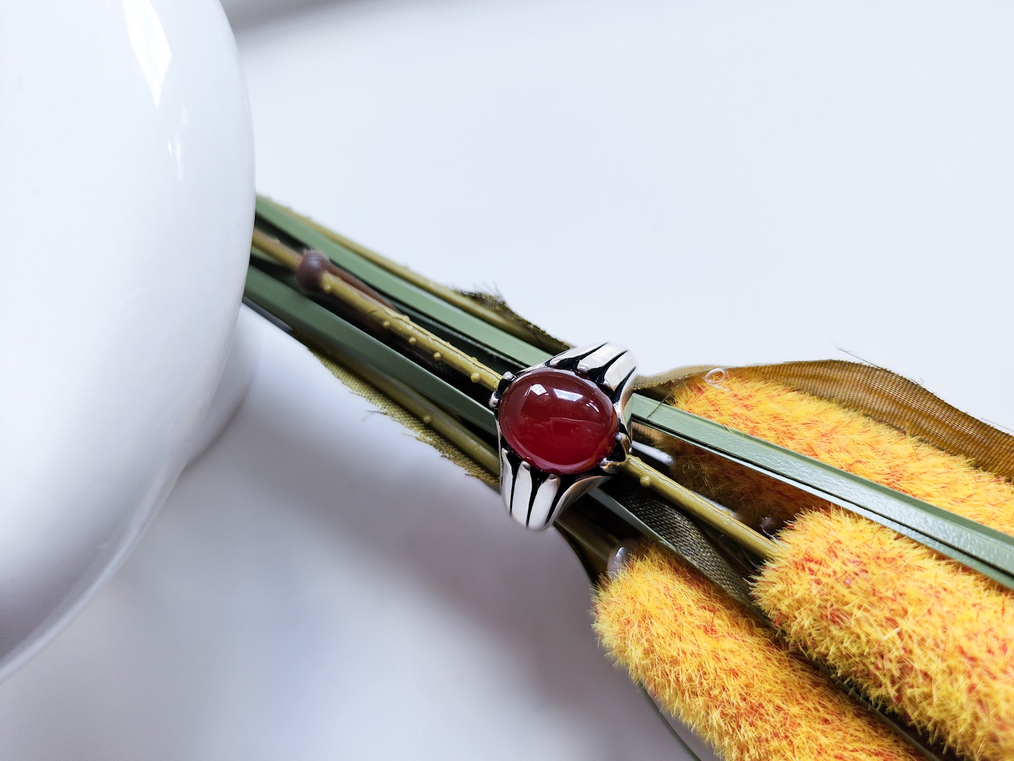 Masculine Line Sterling Ring || Carnelian Claw Band