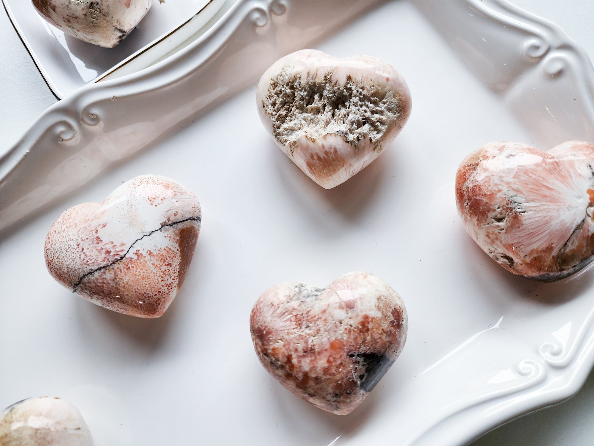 Pink Scolecite & Peach Stillbite Heart