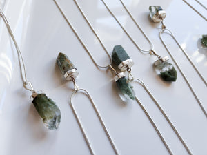 Chlorite Quartz Point Sterling Necklace