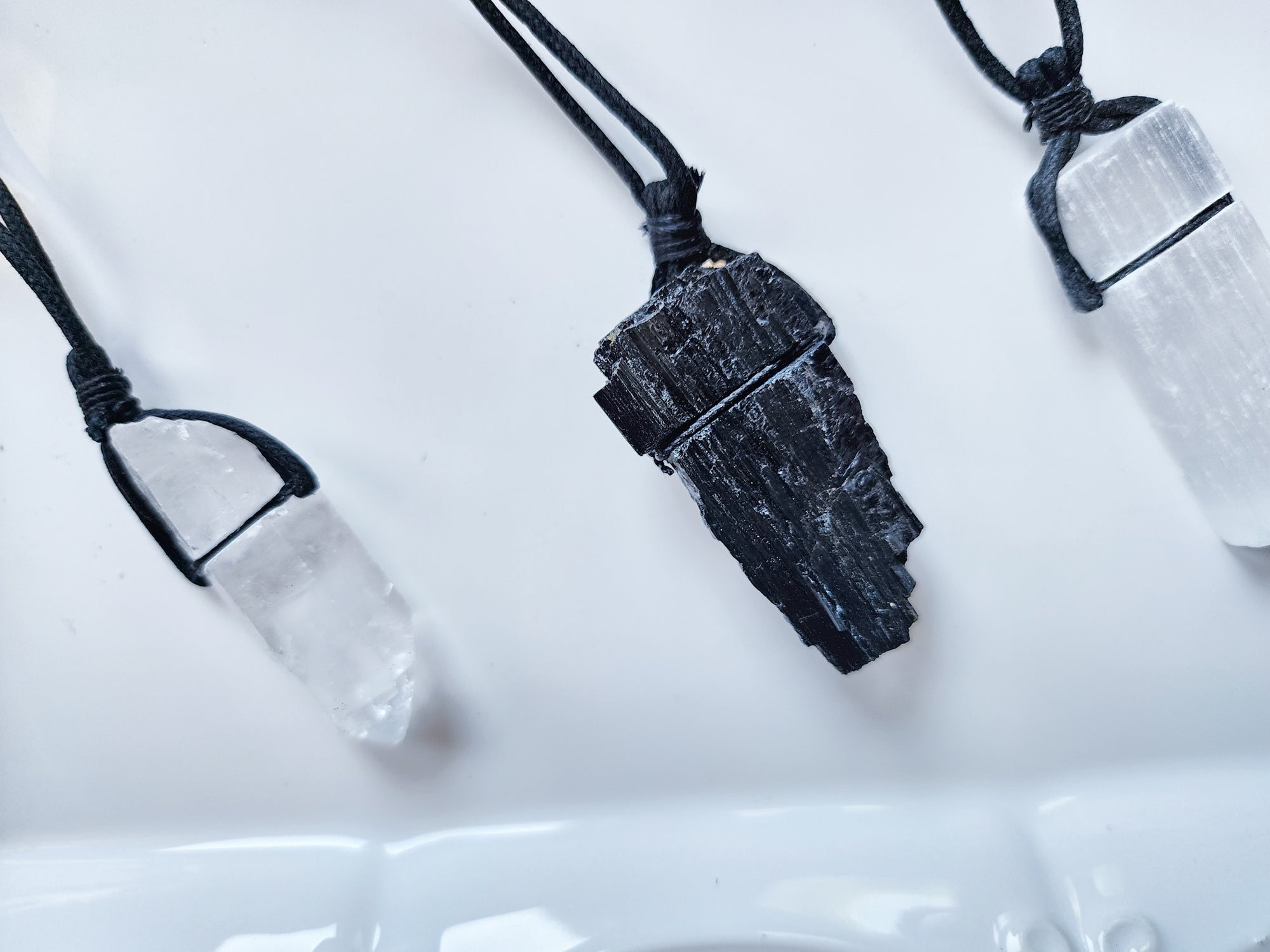 Raw Crystal Point Cord Necklace