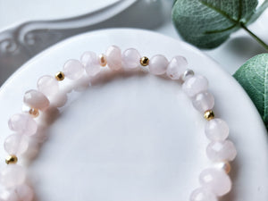 Rose Quartz & Mother of Pearl Beaded Bracelet || Reiki Infused