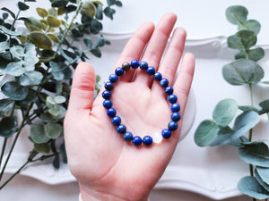 Lapis Lazuli, Selenite, & Pyrite Beaded Bracelet || Reiki Infused