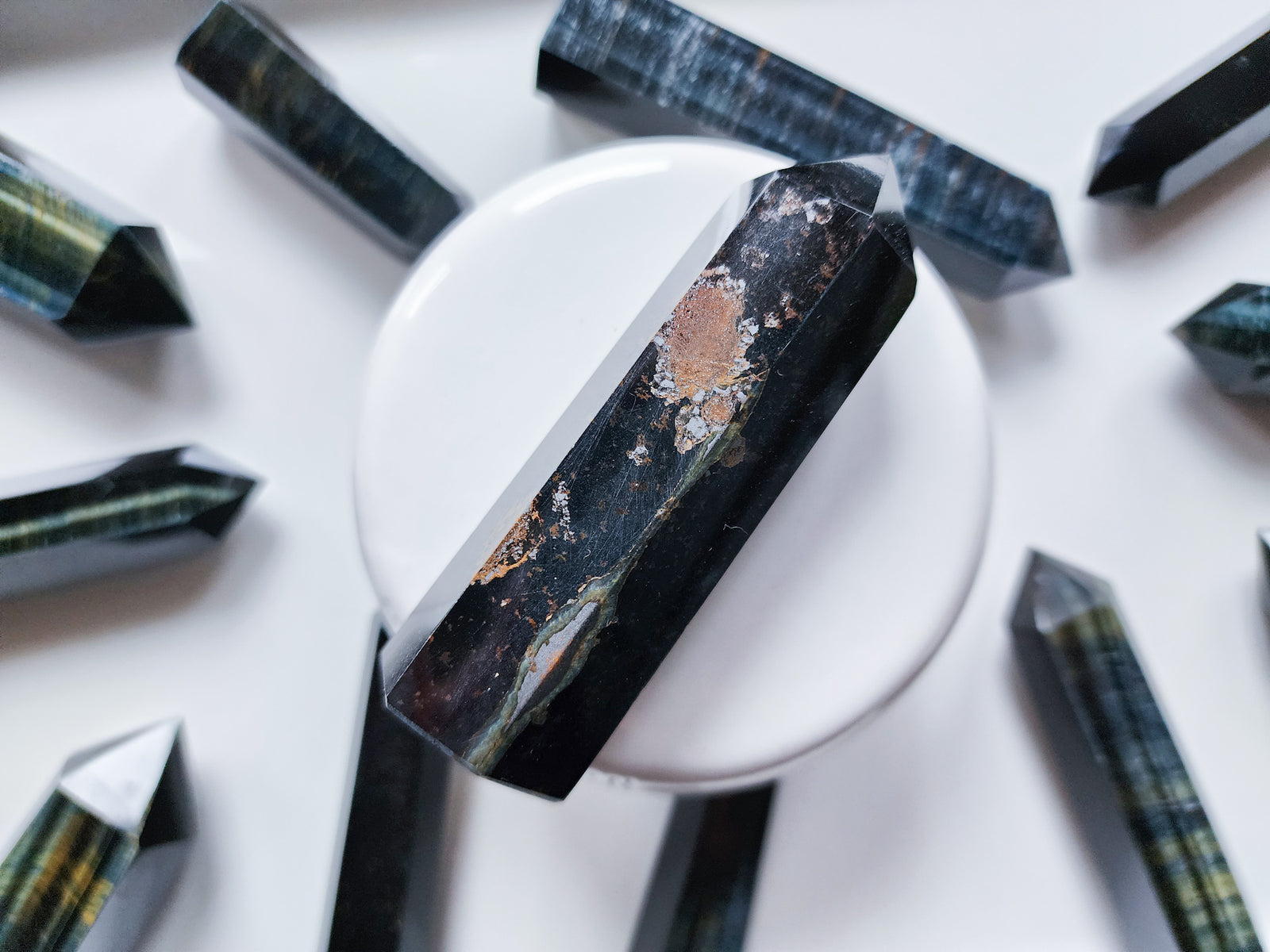 Blue Tiger Eye Point || 6-Sided