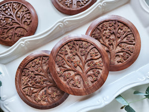 Tree of Life Round Wood Incense Burner