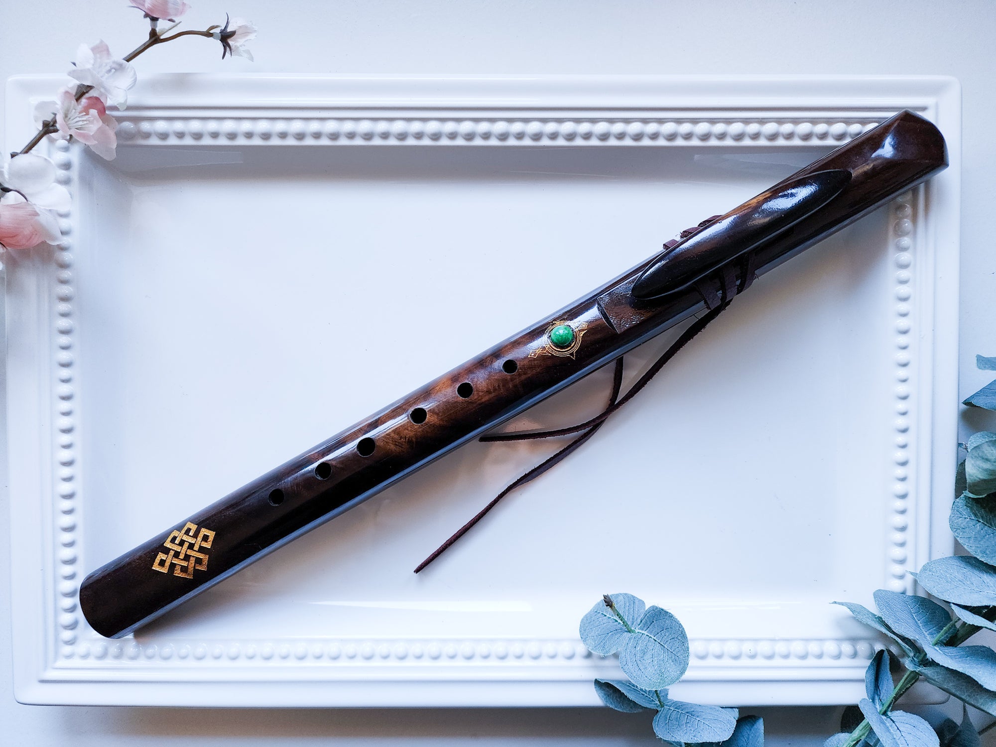 18" Hand Carved Rosewood Single Flute ||  G Note 440 Hz