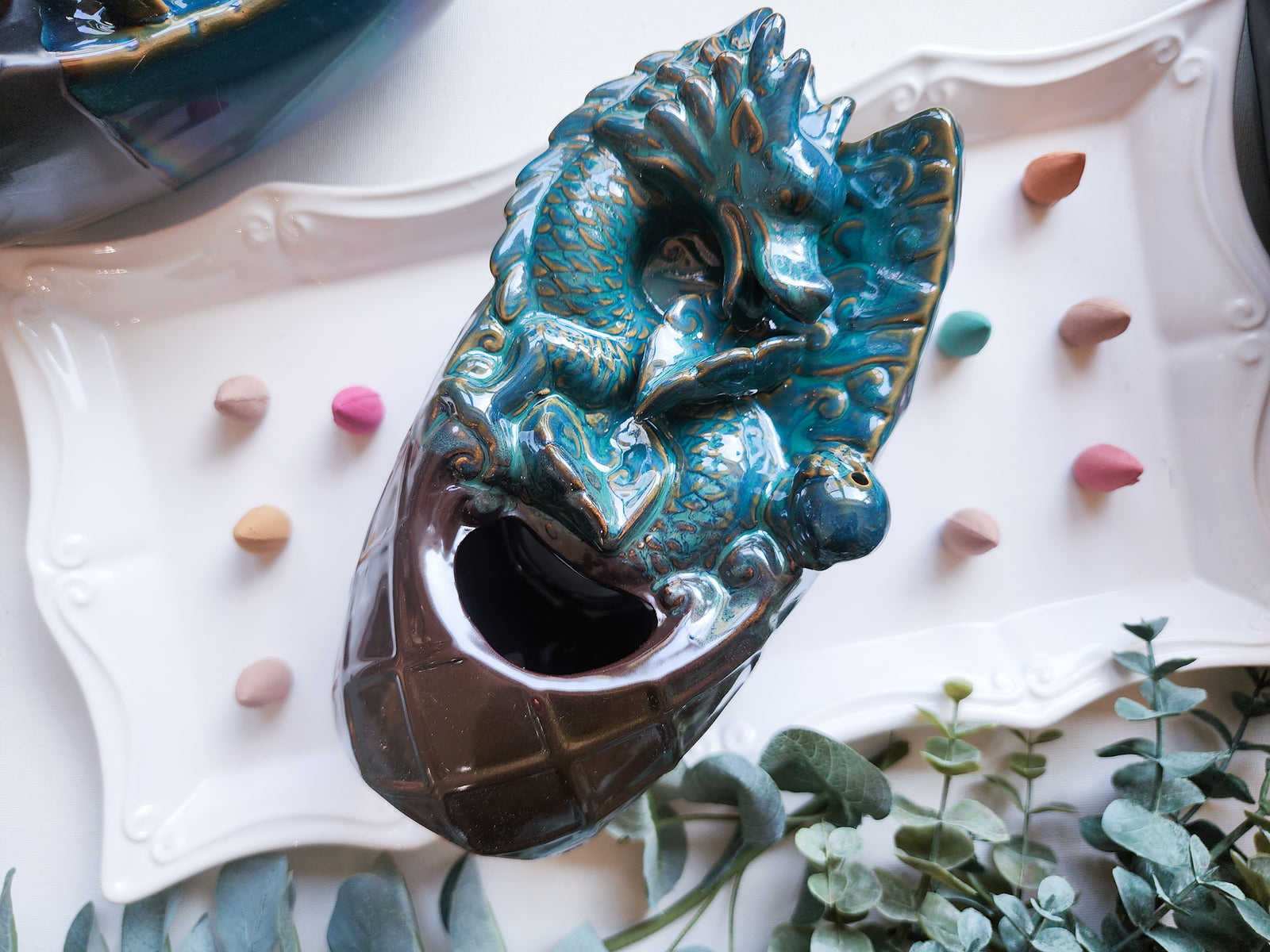 Backflow Incense Burner || Ceramic - Dragon