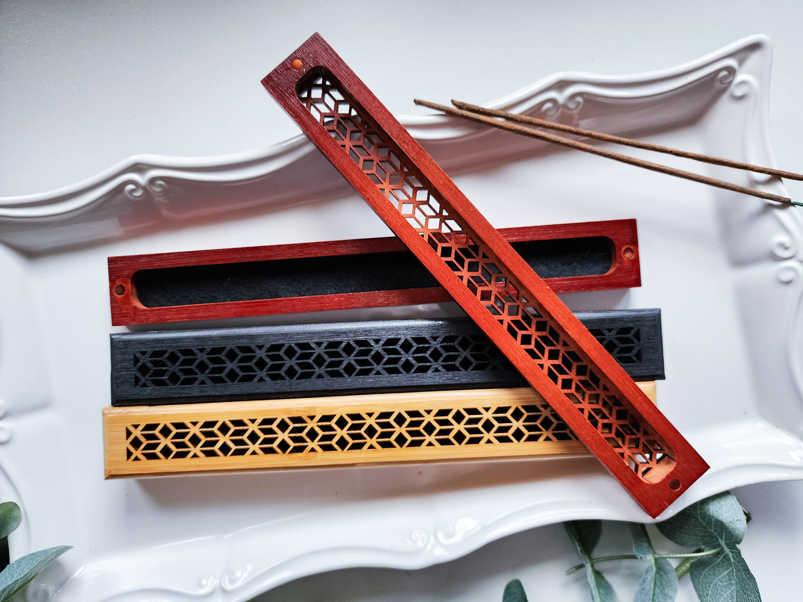 Natural Wood Incense Box Burner