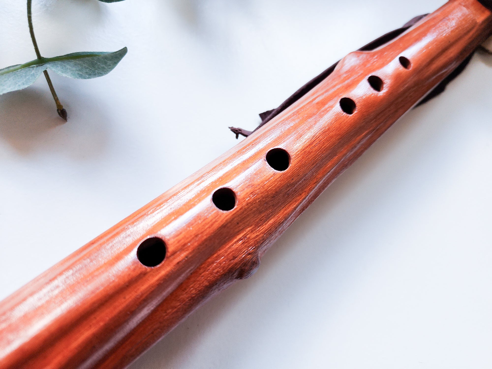 26" Hand Carved Fossil Sappan Single Flute ||  E Note 432 Hz