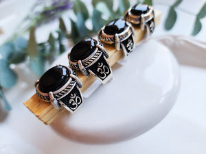 Masculine Line Sterling Ring || Onyx Om Band