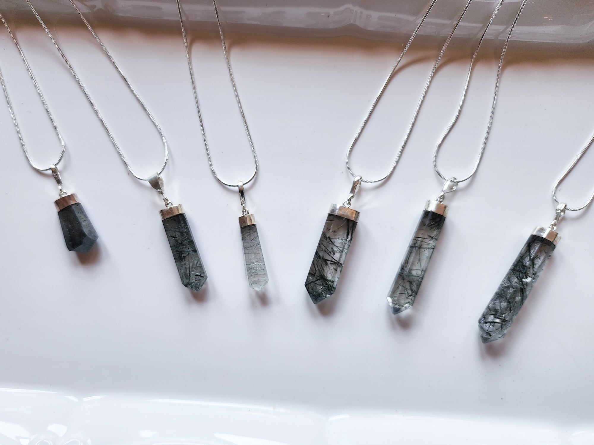 Tourmaline in Quartz Point Sterling Necklace