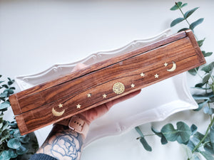 Celestial All-in-One Wood Incense Box Burner