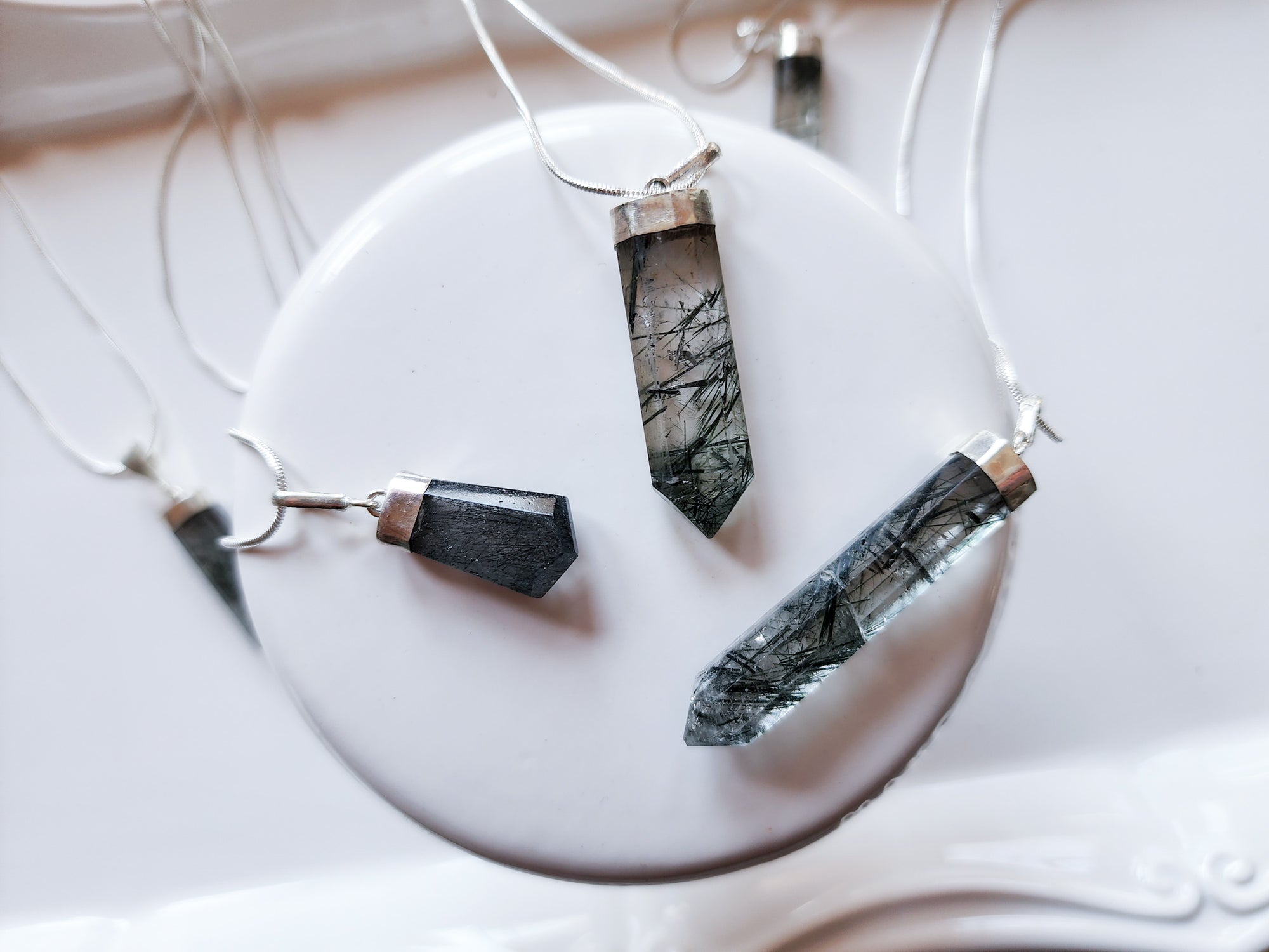 Tourmaline in Quartz Point Sterling Necklace