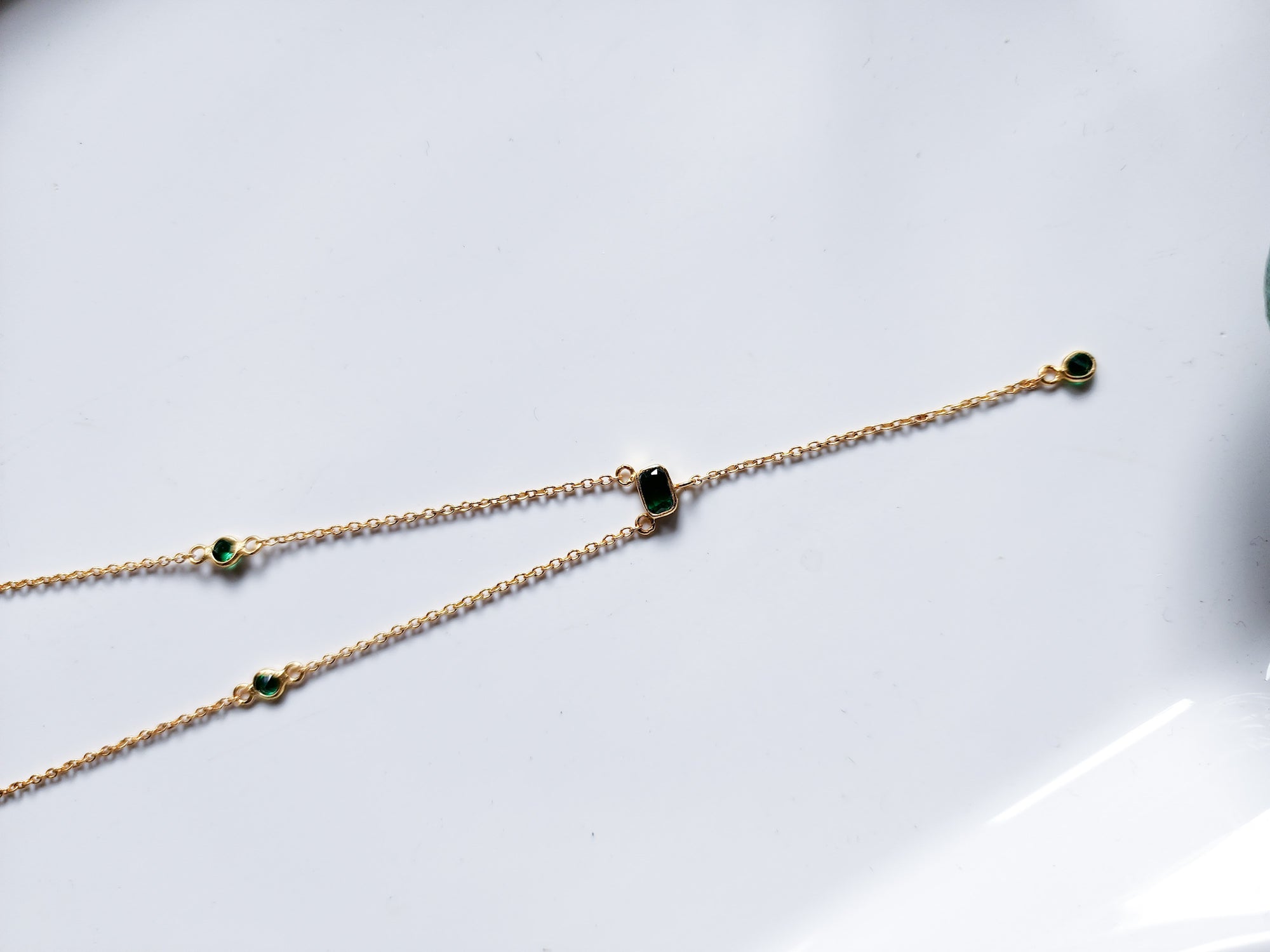 Dainty Emerald Sterling Gold Plated Necklace