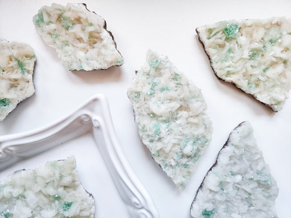 Green Apophyllite & Stilbite Slab - Angelic Roots