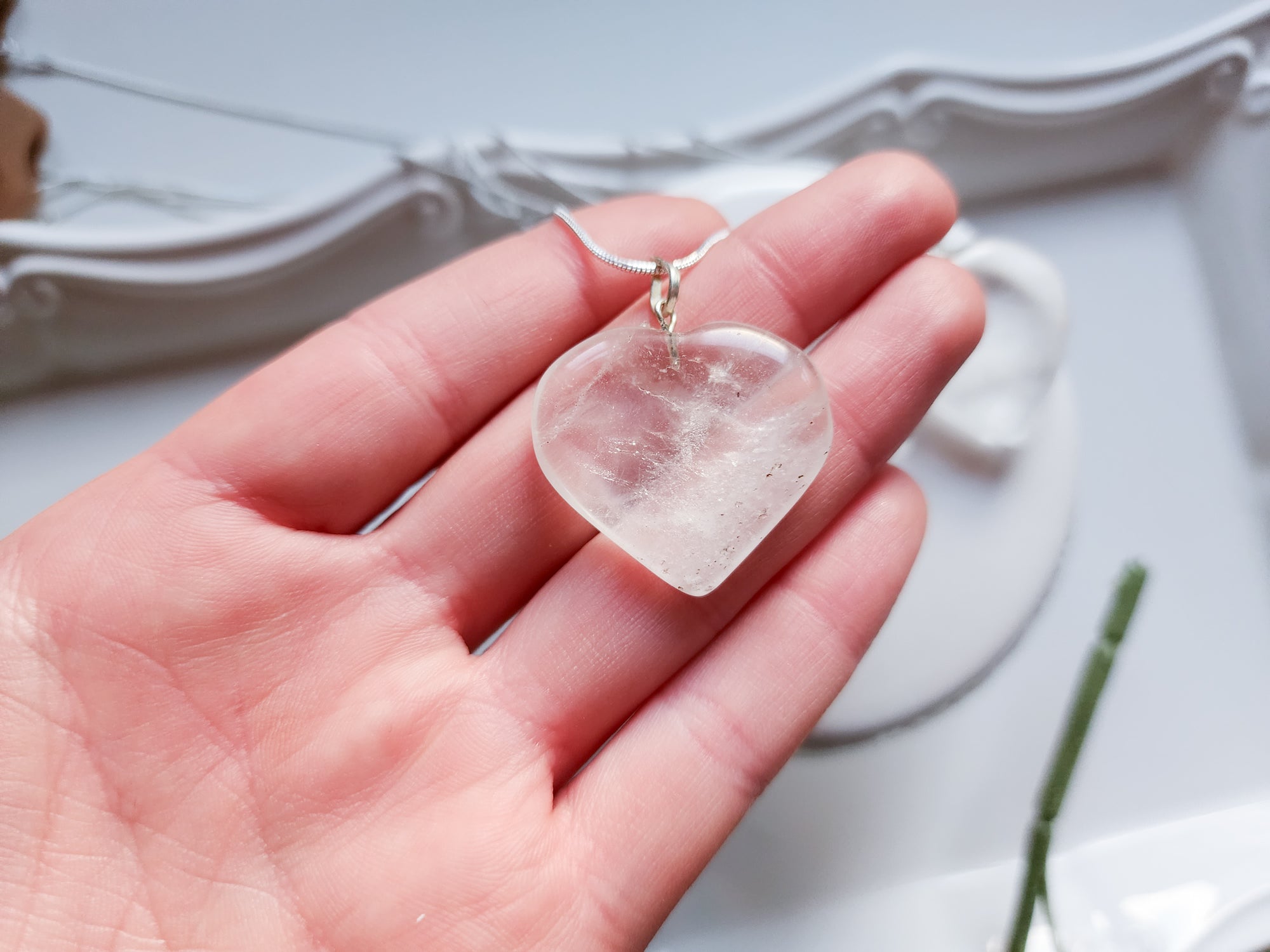 Clear Quartz Heart Necklace