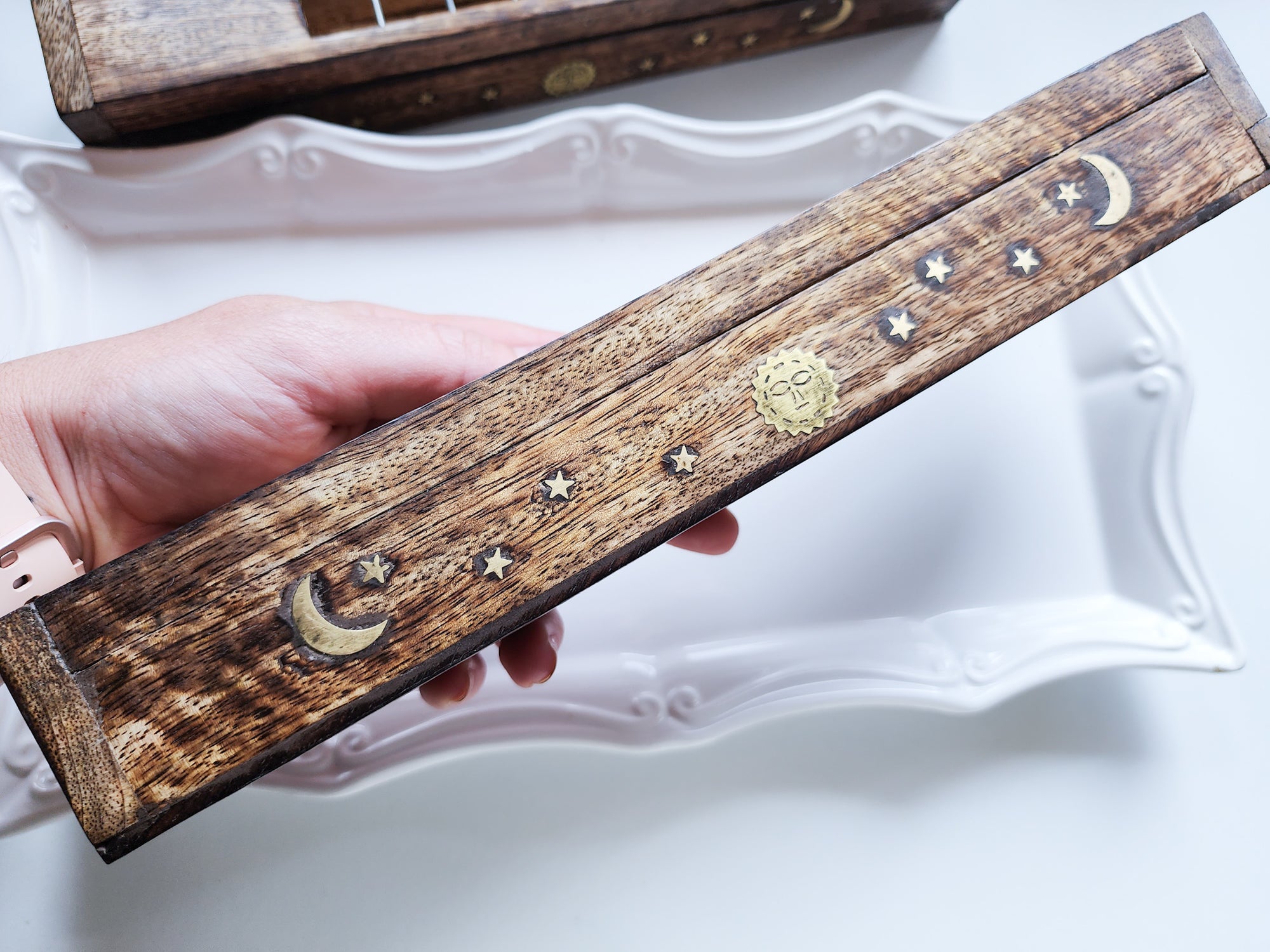 Celestial All-in-One Wood Incense Box Burner