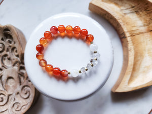 Carnelian, Moonstone & Herkimer Diamond Beaded Bracelet || Reiki Infused