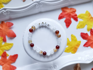 Rainbow Moonstone, Carnelian, & Golden Healer "Fall" Beaded Bracelet || Reiki Infused