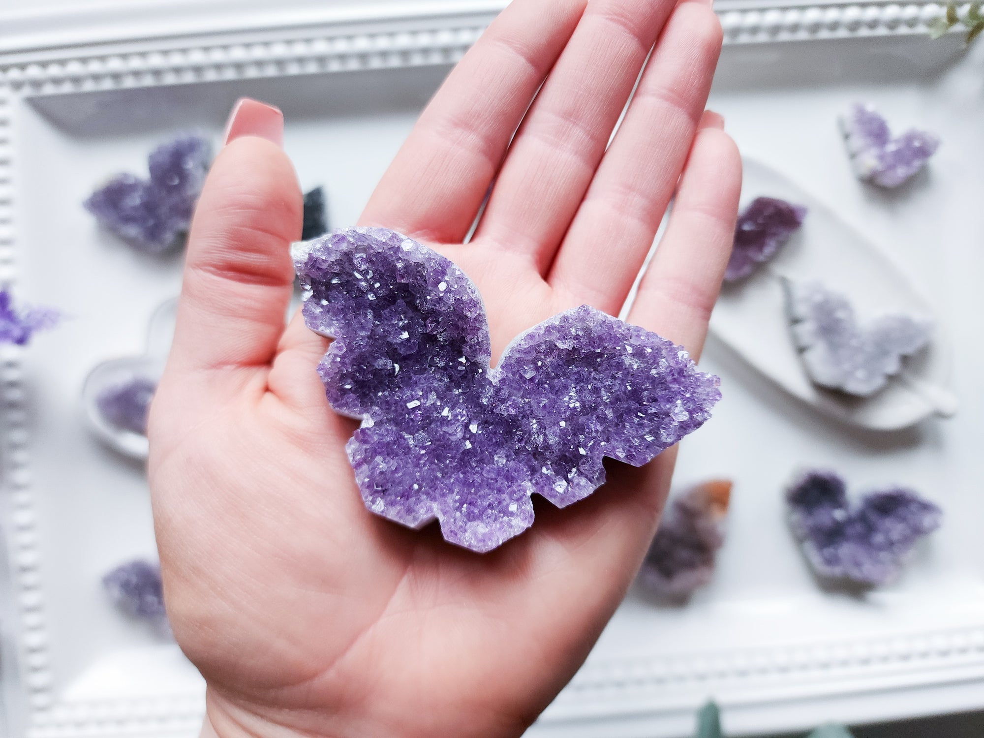 Mini Geode Amethyst Butterfly