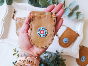 Leather Beaded Pouch