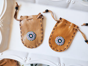 Leather Beaded Pouch