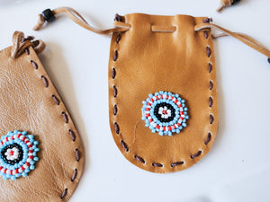Leather Beaded Pouch