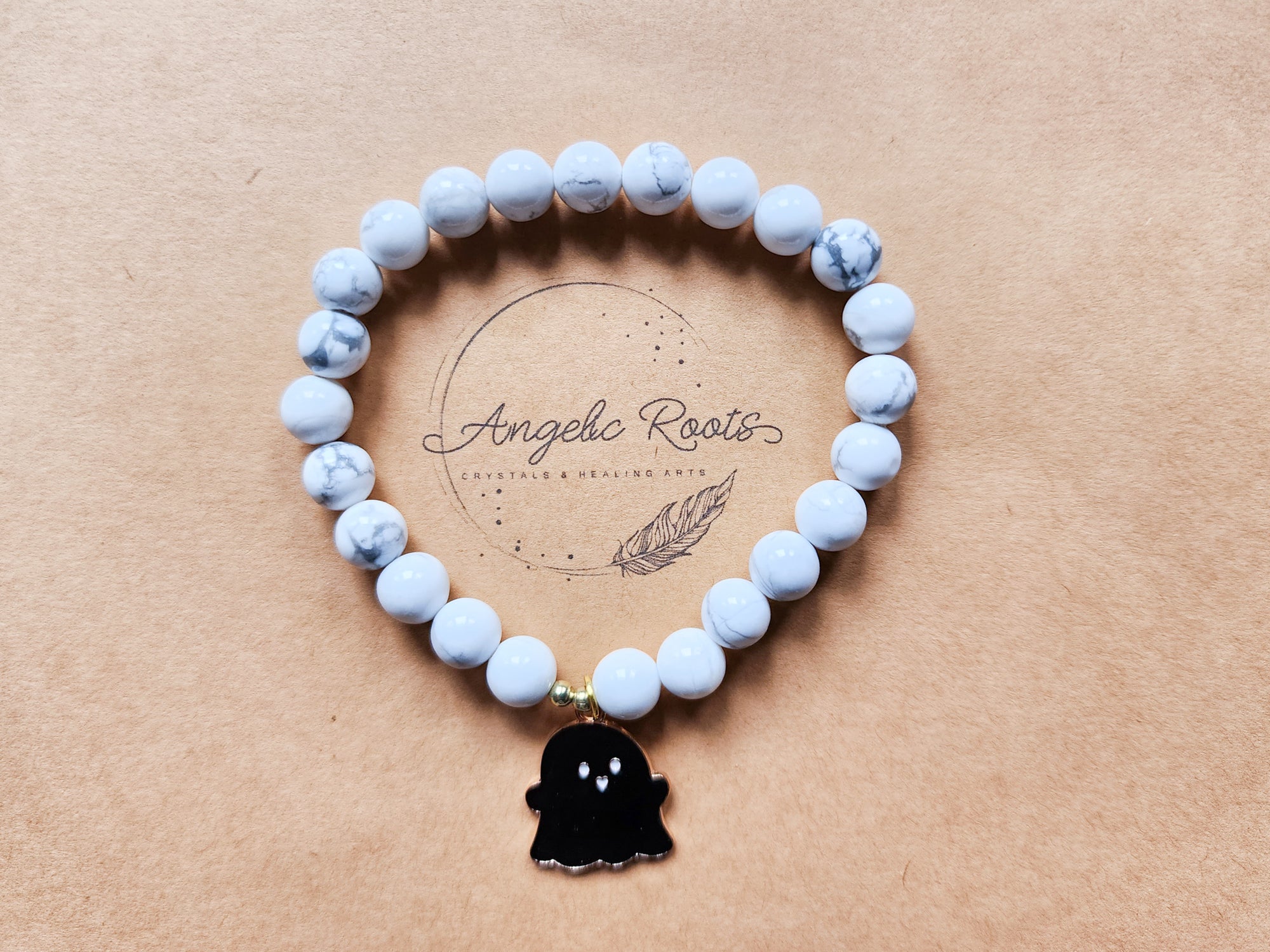 Halloween Collection || Howlite Ghost Beaded Bracelet || Reiki Infused