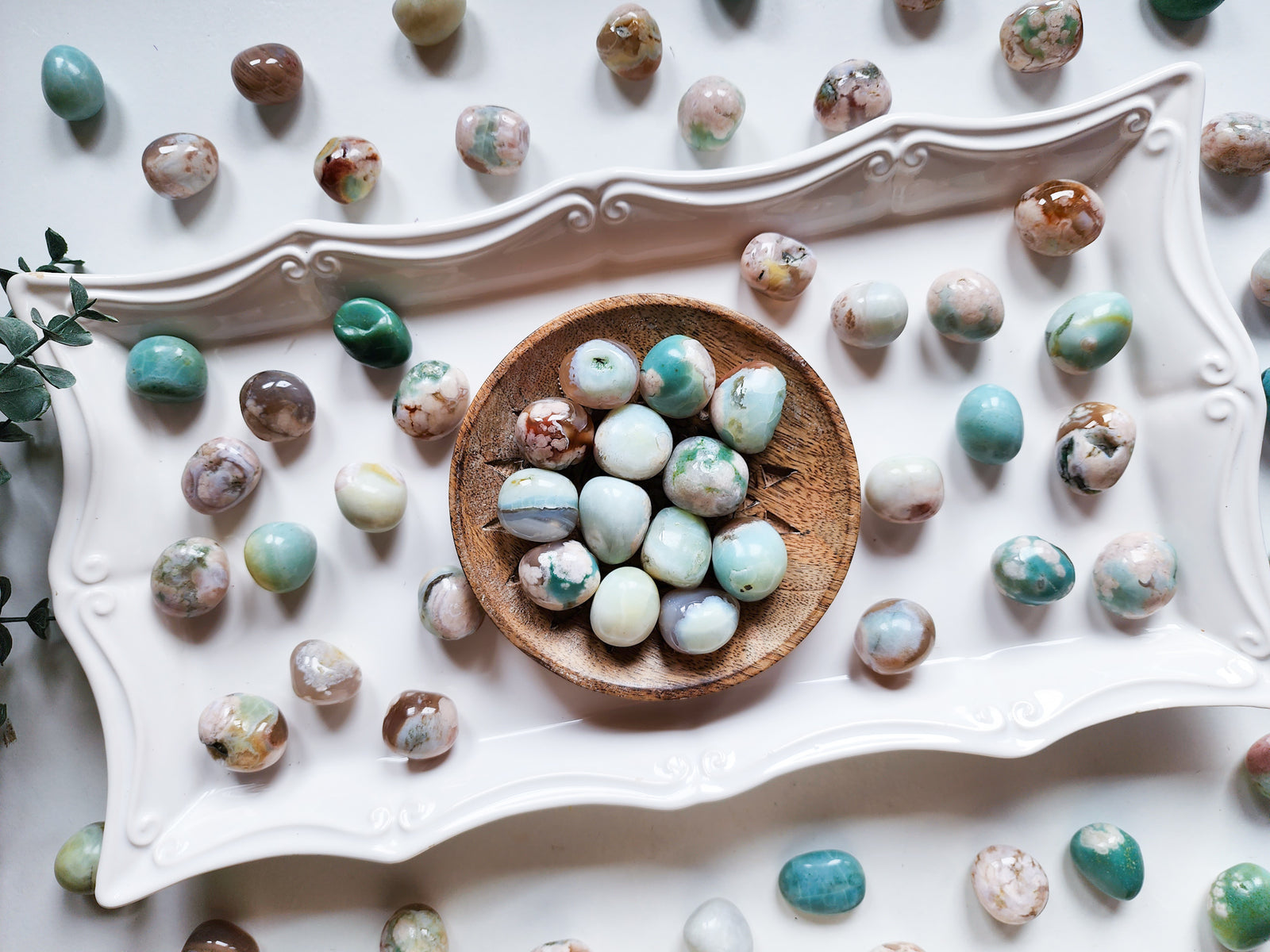 Green Flower Agate Tumbled Stone