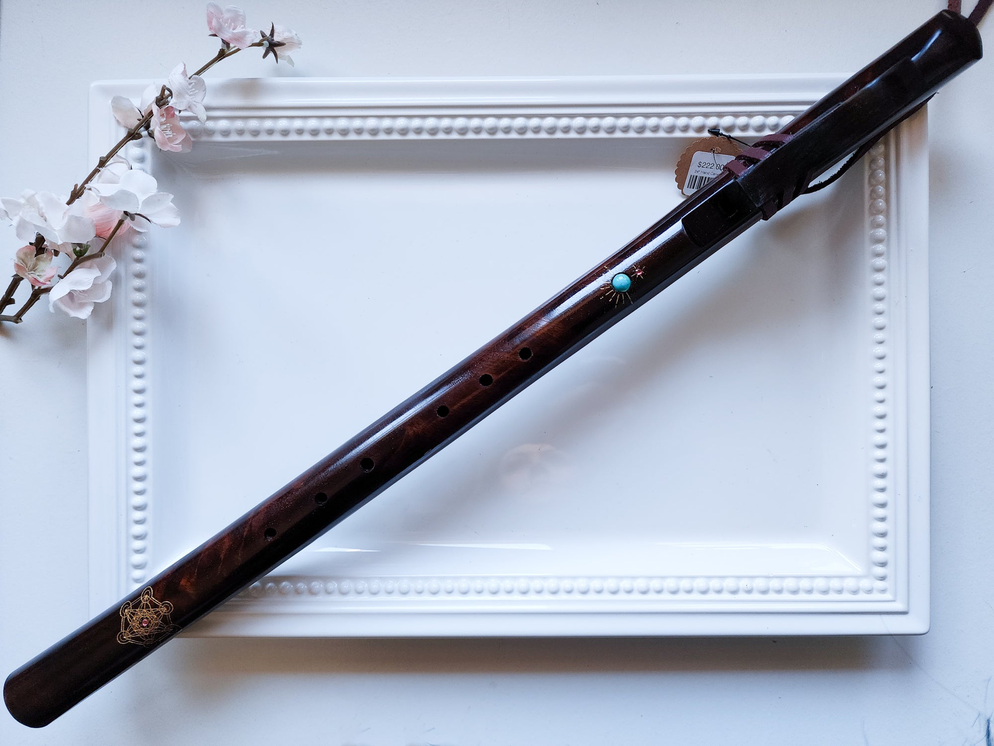 24" Hand Carved Rosewood Single Flute || E Note 440Hz
