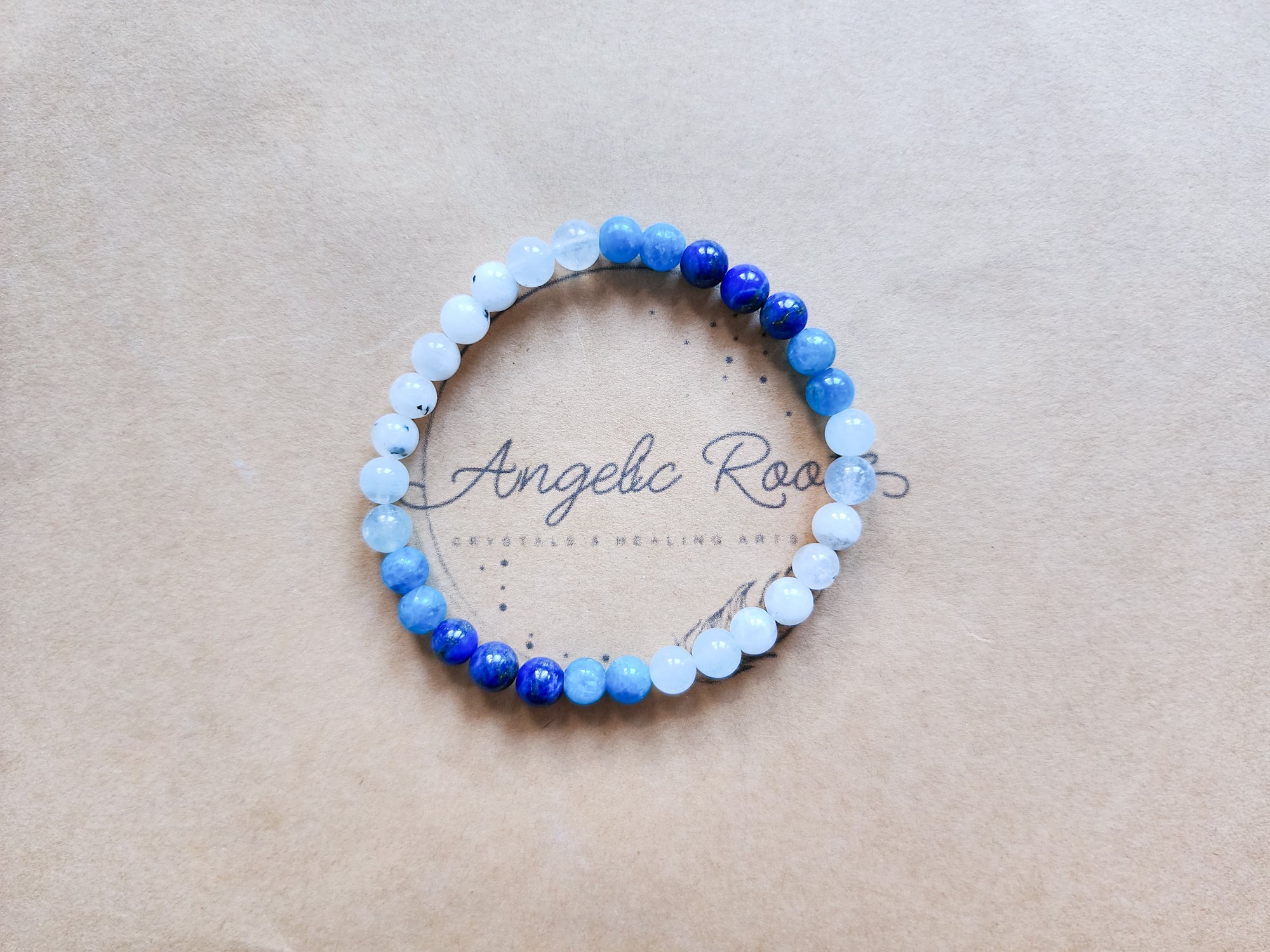 Lapis Lazuli, Apatite, Aquamarine, & Rainbow Moonstone Beaded Bracelet || Reiki Infused