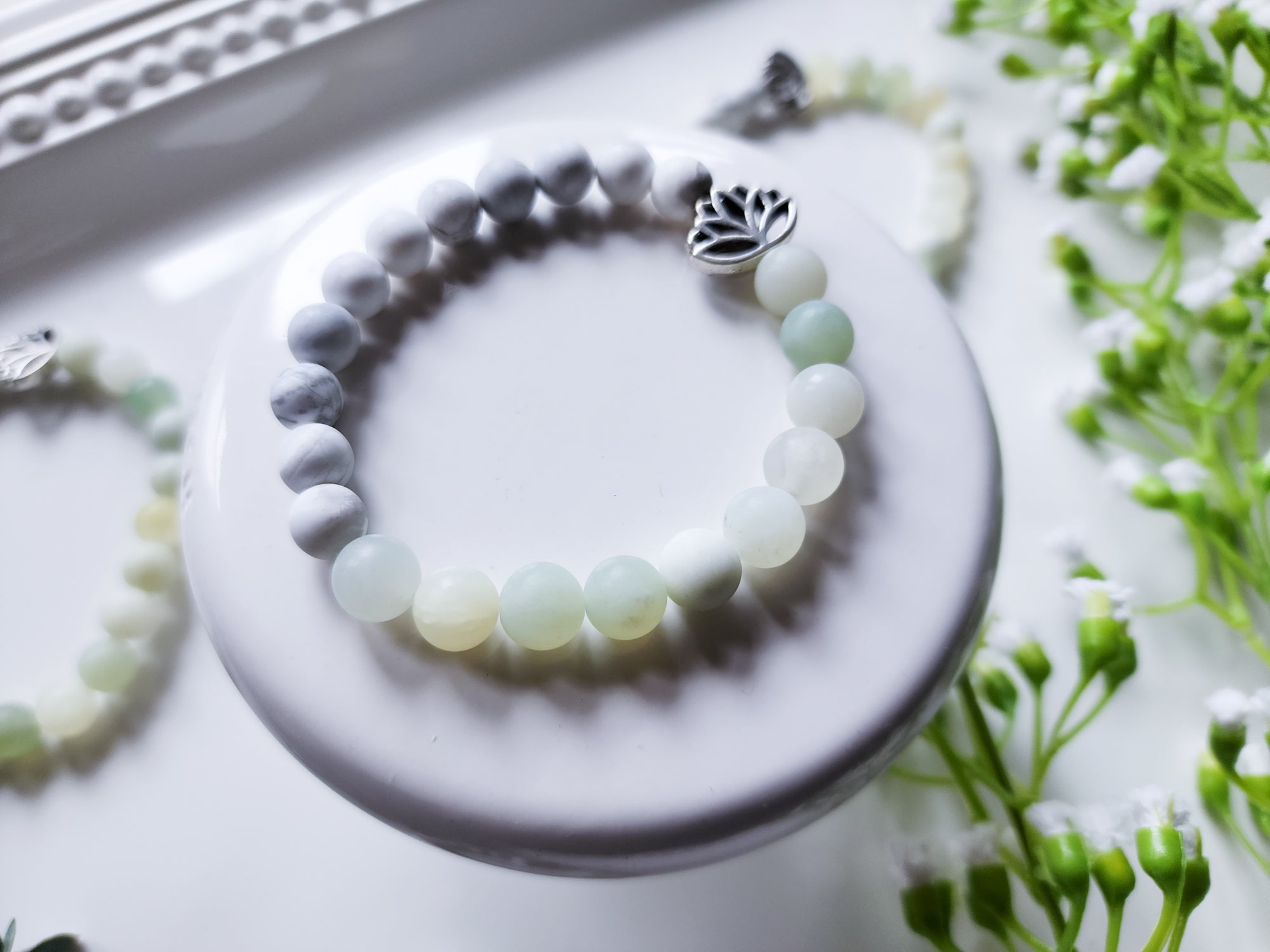 New Jade and Howlite Beaded Bracelet || Reiki Infused