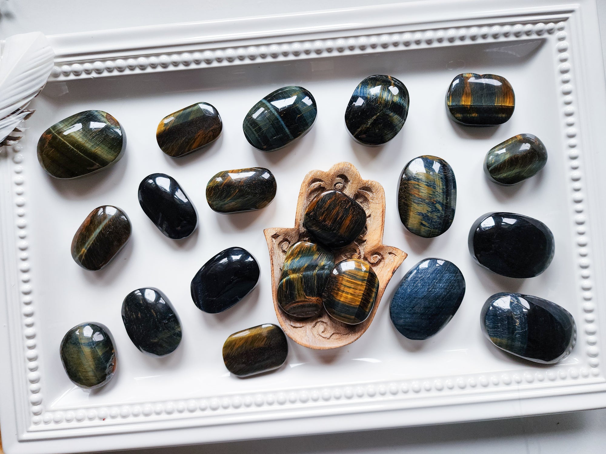 Blue Tiger Eye Palm Stone