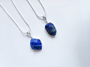 Lapis Lazuli Faceted Sterling Pendant Necklace