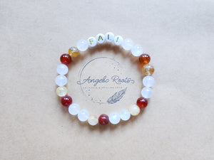 Rainbow Moonstone, Carnelian, & Golden Healer "Fall" Beaded Bracelet || Reiki Infused