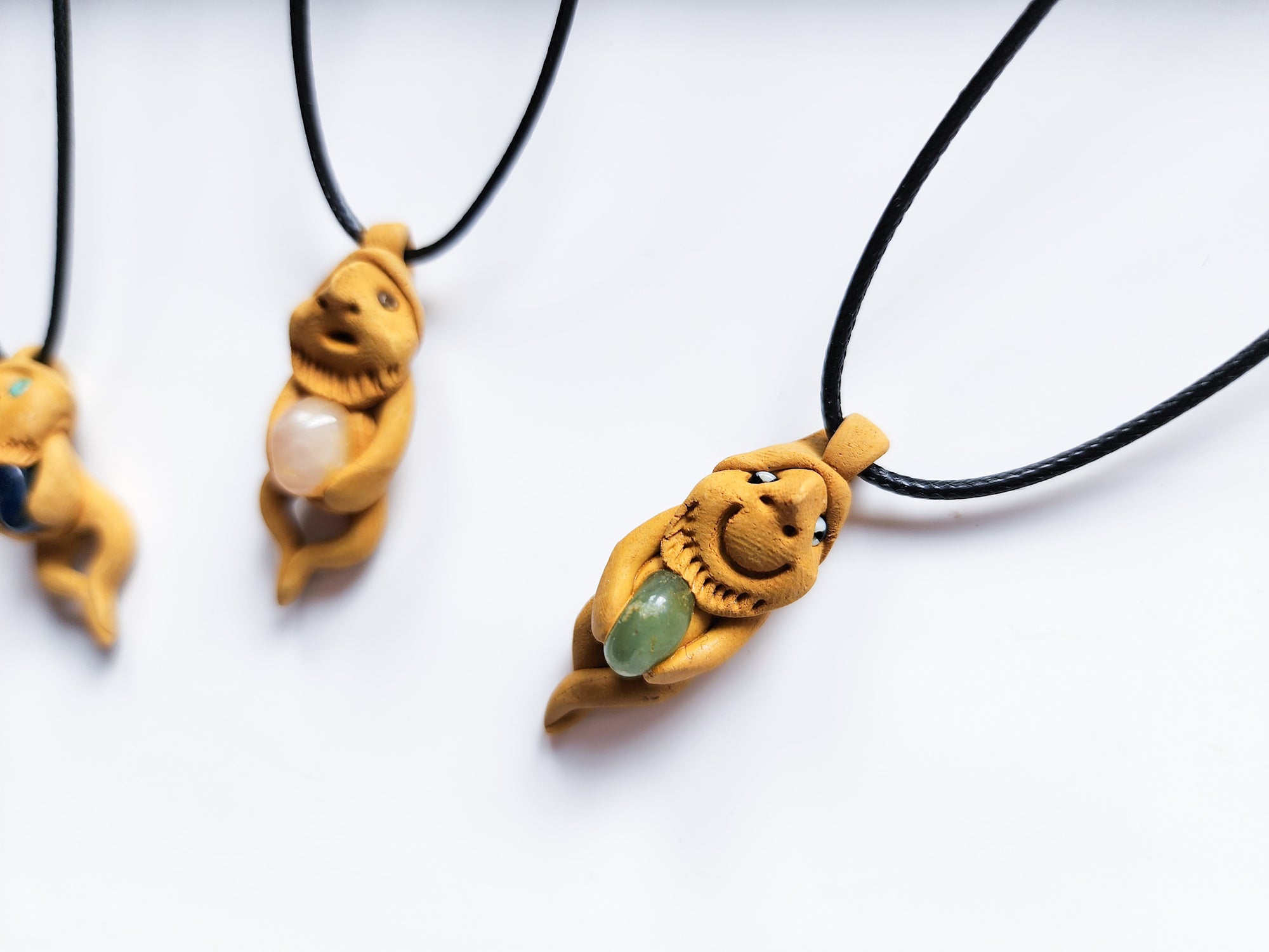 Clay & Gemstone Troll Necklace