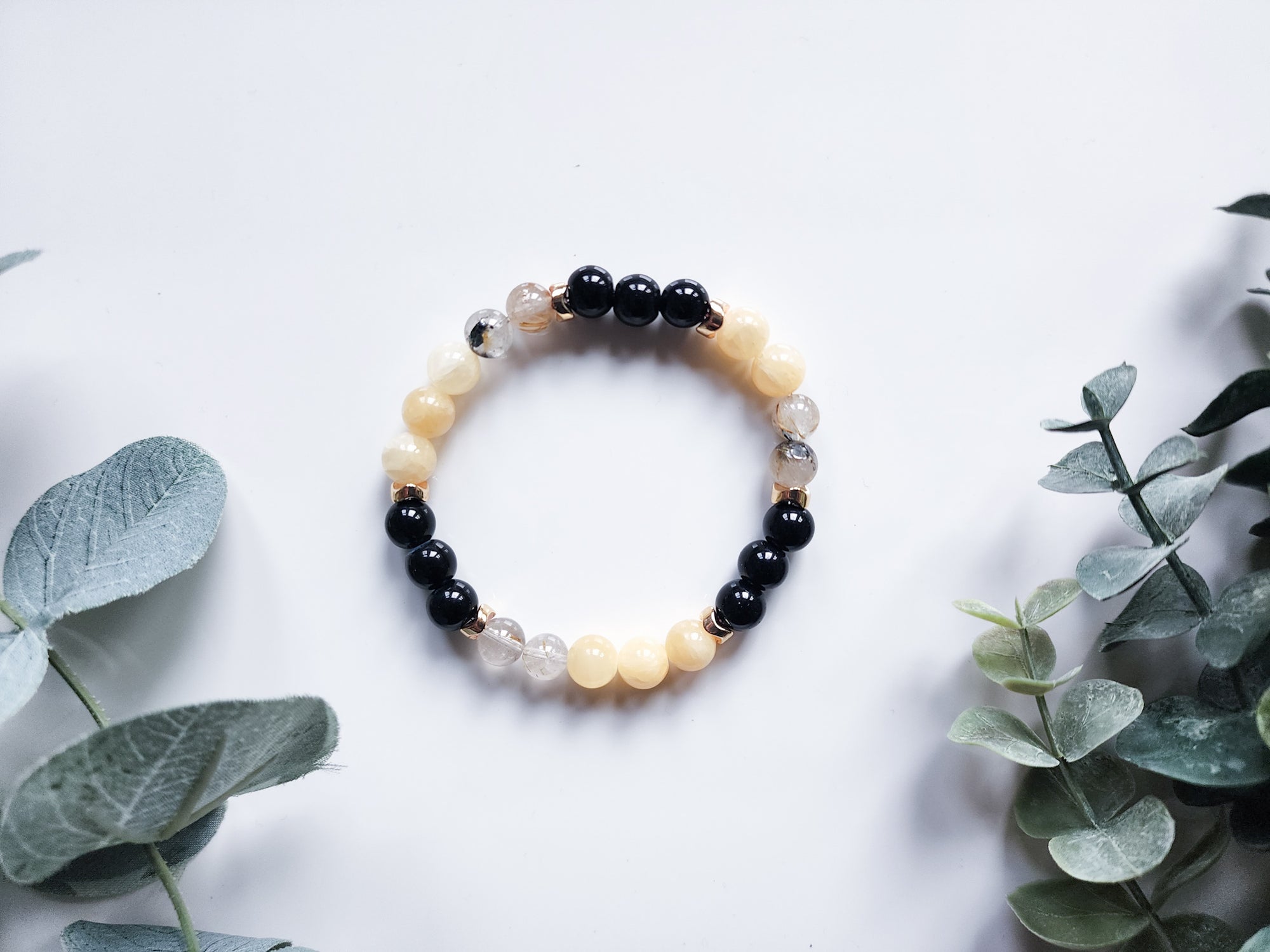 Wizard Collection - Gold & Black House || Rutilated Quartz, Yellow Calcite, Onyx