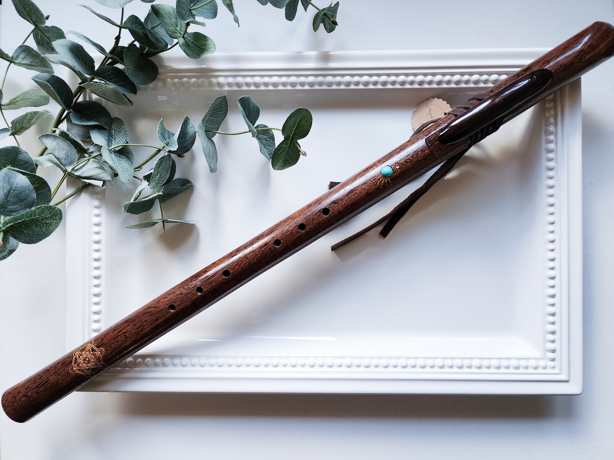 24" Hand Carved Ulin Wood Single Flute ||  E Note 440 Hz