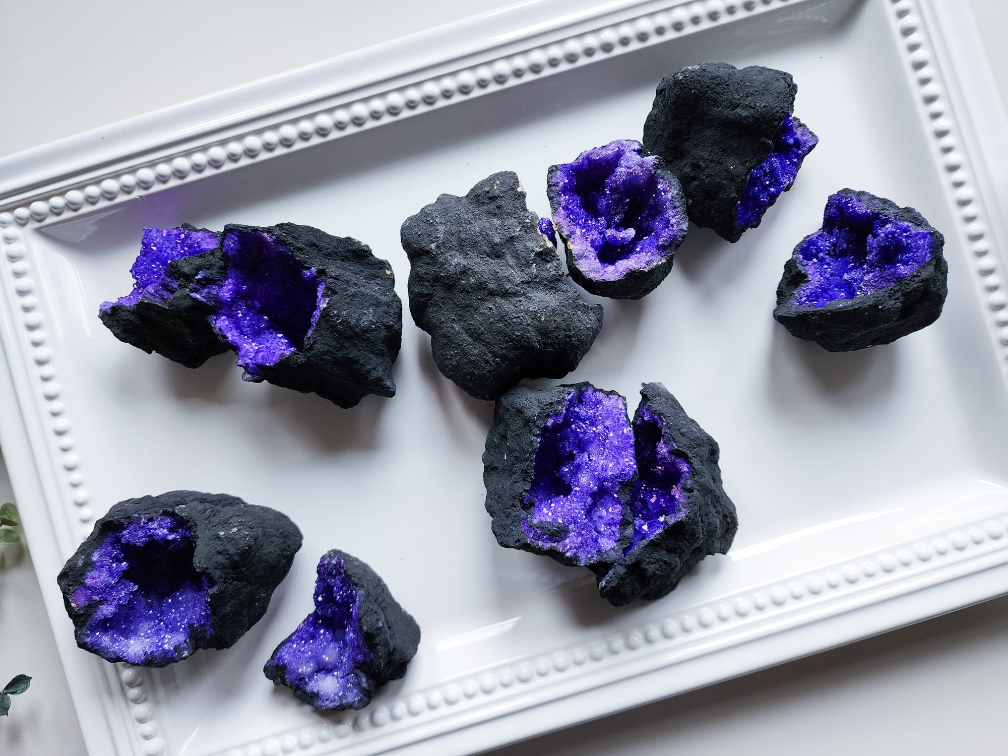 Moroccan Quartz Geode Pairs || Purple Aura Coated