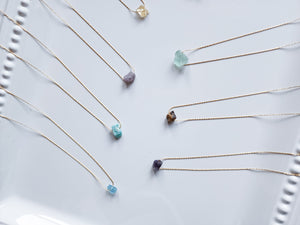 Dainty Gold Raw Crystal Necklace