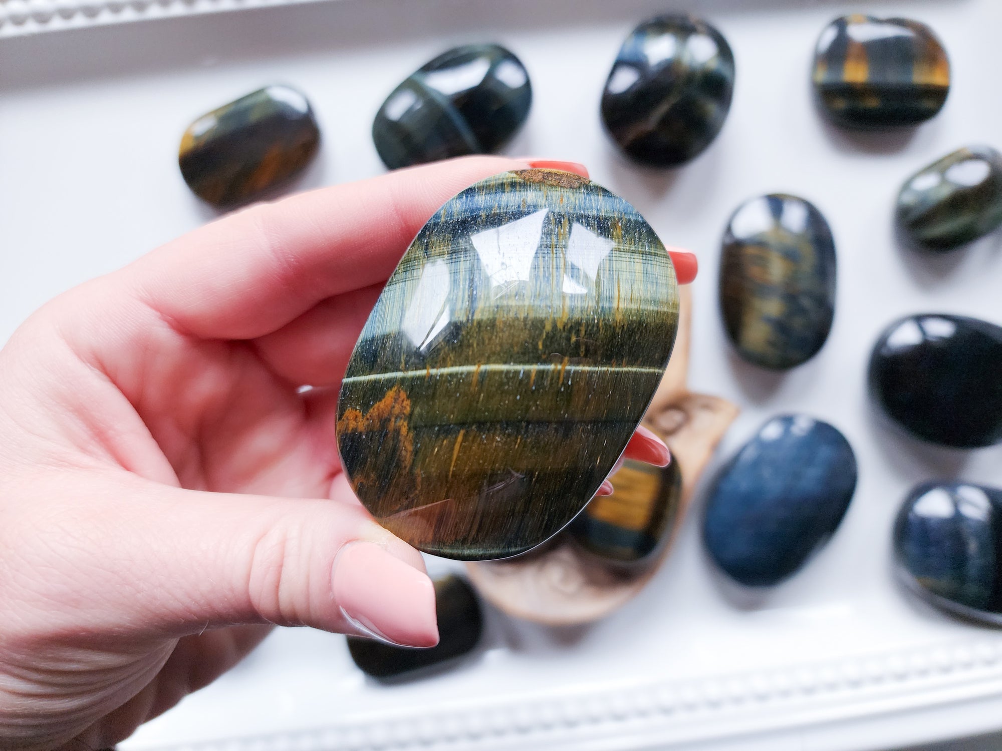 Blue Tiger Eye Palm Stone